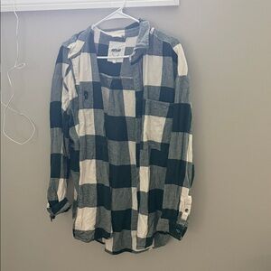 aerie green and White Buffalo Plaid Button-Down Shirt